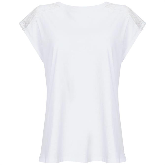 Mint Velvet White Lace Trimmed T Shirt